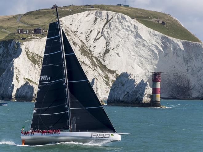 Day 1 – The Needles at the western end of the Solent is one of a number of landmarks passed by the fleet – Rolex Fastnet Race © Quinag